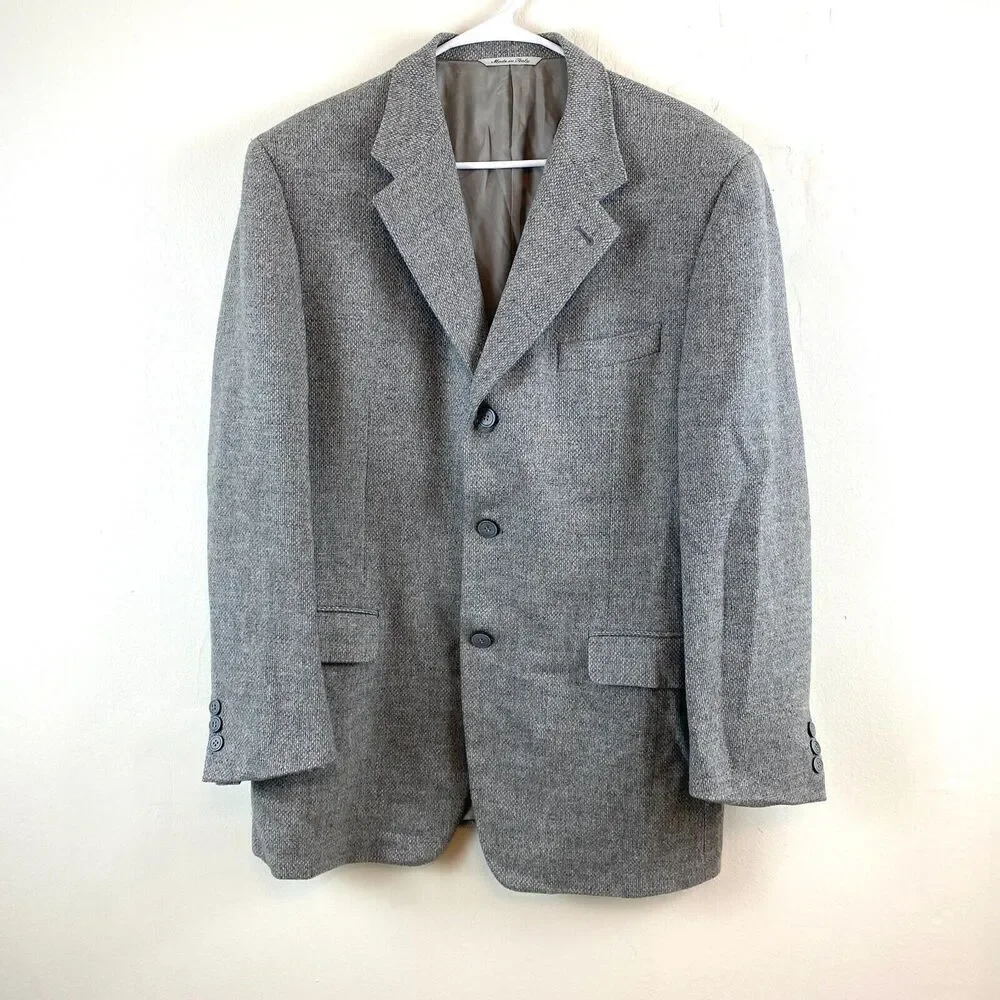 Canali Blazer 52R XXL Gray Check 100% Pure Wool Proposta Made in Italy Jacket